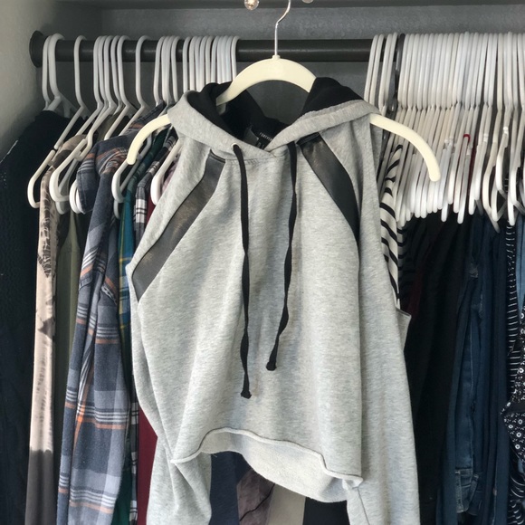 Forever 21 Tops - Open shoulder Cropped Grey Sweatshirt